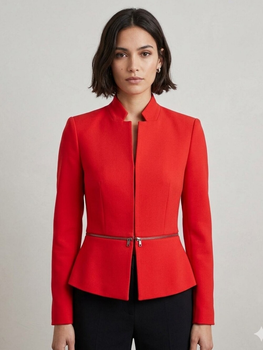 NWT! BCBGMaxAzria Red Tailored Zip-Detail Blazer Size XS